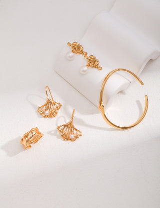Ginkgo leaf design series Sterling silver earrings