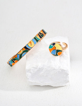 S925 Silver Fashionable Drip Glaze Bracelet (Adjustable size)