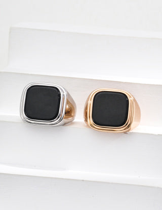 S925 silver simple black agate ring
