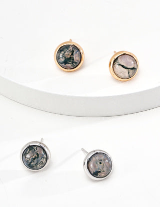 Water plant agate sterling silver earrings