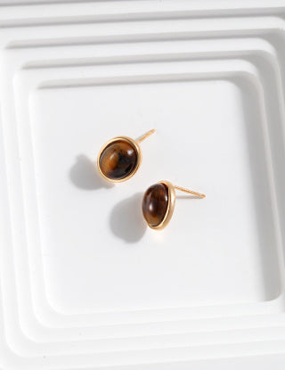 Pure silver tiger's eye earrings