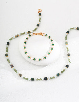 Pure silver agate necklace