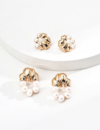 S925 silver vintage pearl earrings