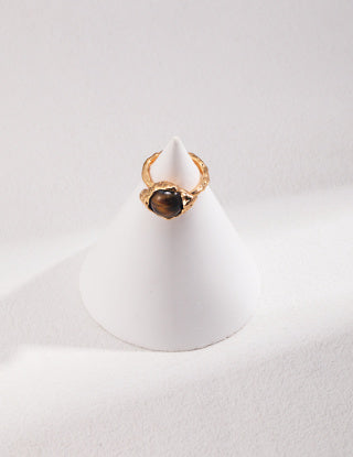 Pure silver tiger's eye ring