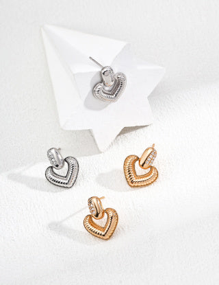 S925 silver vintage zircon heart-shaped earrings