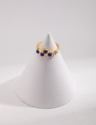 Pure silver natural lapis lazuli ring
