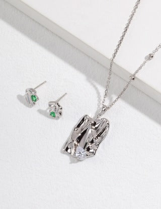 Pure silver zircon earrings