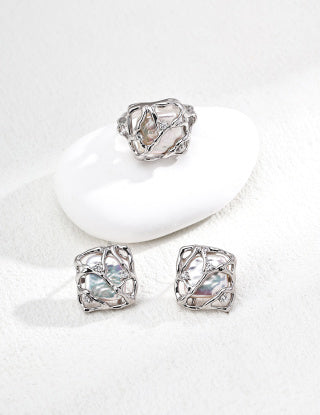 S925 Silver Fashion Natural Pearl Zircon earrings