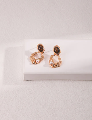Pure silver tiger's eye earrings