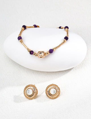S925 Silver retro Design amethyst Wealth Attracting bracelet