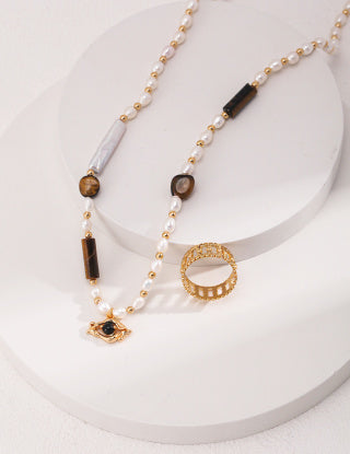 Pure silver pearl necklace