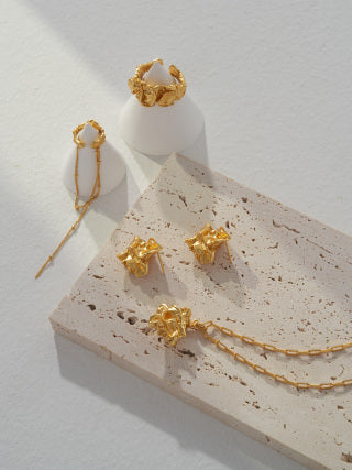 Tin foil pattern series Sterling silver earrings