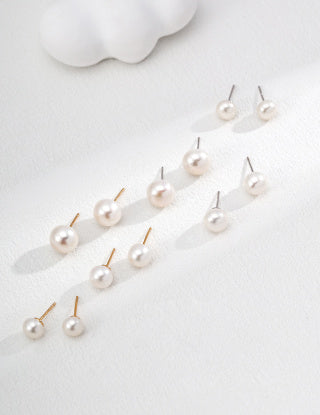 S925 silver simple natural pearl earrings and stud earrings