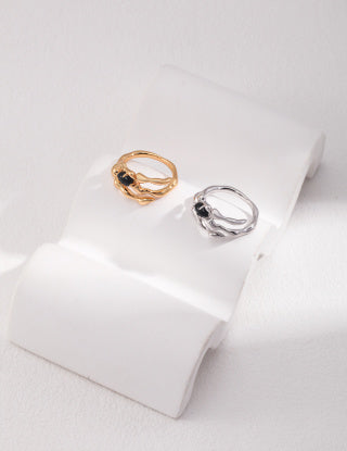 Pure silver agate ring