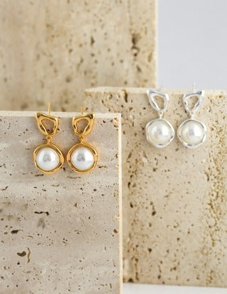 Pure silver beaded earrings
