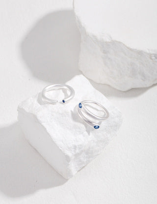 Pure silver sapphire ring