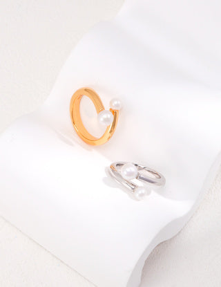 Pure silver natural pearl ring
