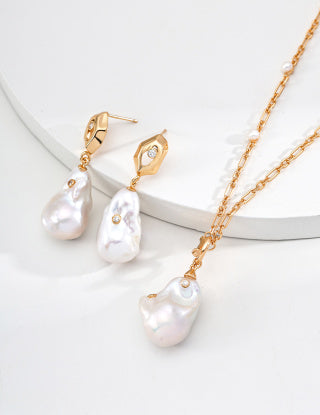 S925 Silver Retro Natural Baroque Pearl Zircon Necklace