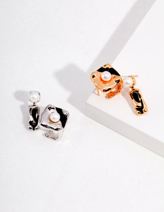 Pure silver AB glazed pearl earrings