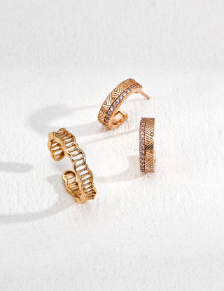 S925 silver retro design zirconia earrings