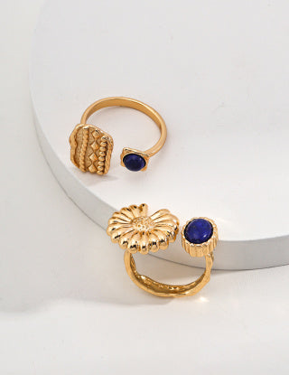 Pure silver vintage lapis lazuli ring