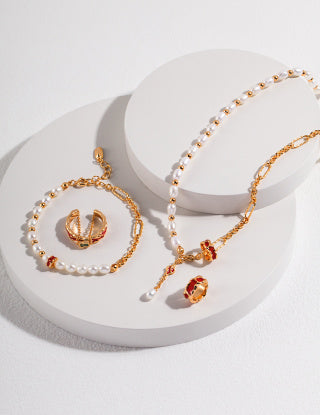 The "Chuanliu" series Pure silver plain necklace and pedant