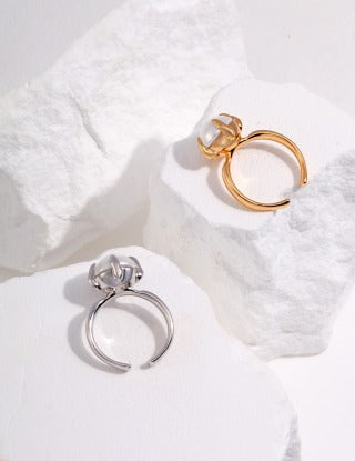 Pure silver beaded ring
