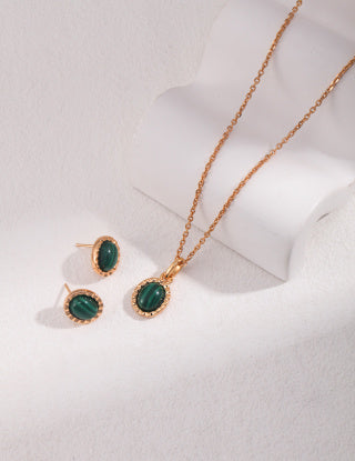 Pure silver malachite necklace