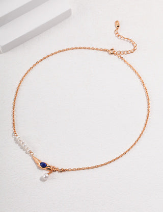 Moon Element Natural Pearl Series Sterling silver necklace (adjustable length)