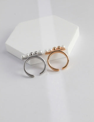 Pure silver beaded ring