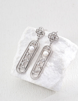 S925 silver natural pearl zircon earrings