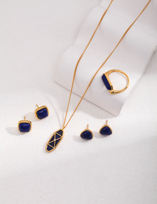 Pure silver natural lapis lazuli earrings