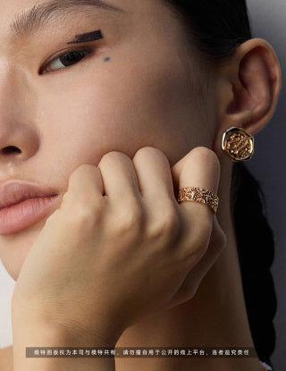S925 silver retro design zirconia ring
