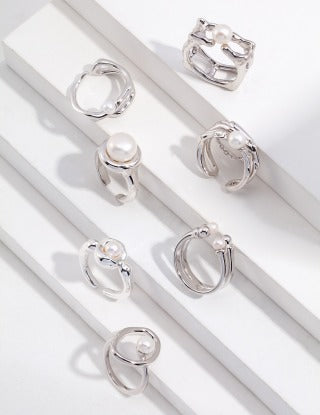 Pure silver natural pearl ring