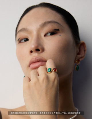 S925 Silver Vintage natural malachite red agate/tiger's Eye ring