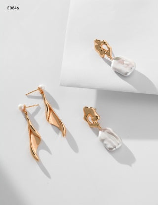 Pure silver Baroque pearl earrings