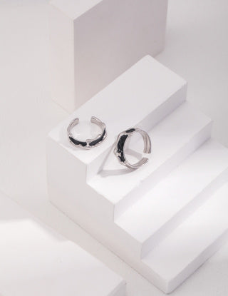 Sterling silver drip glaze couple rings