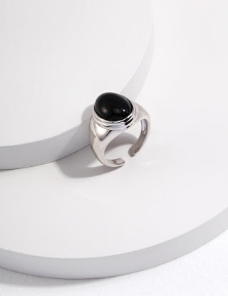 Pure silver elegant agate ring