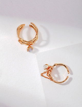 Pure silver grey moonstone best friend ring