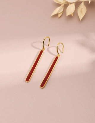 Chinese red drip glaze earrings
