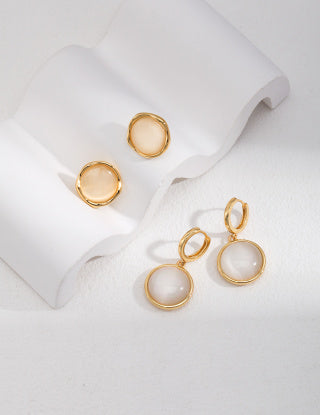 Sterling silver cat's eye stone earrings
