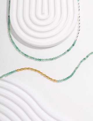 Pure silver green strawberry crystal necklace