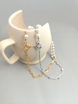 Pure silver pearl necklace