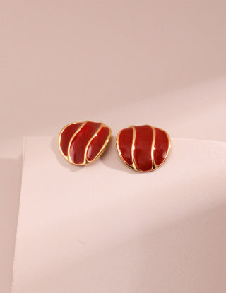 Chinese Red Drip Glaze series Red glazed earrings