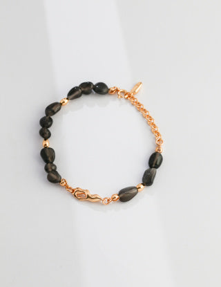 Pure silver obsidian bracelet