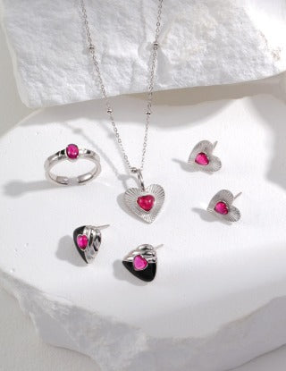 Pure silver heart-shaped earrings