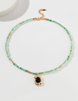 Pure silver green strawberry crystal necklace