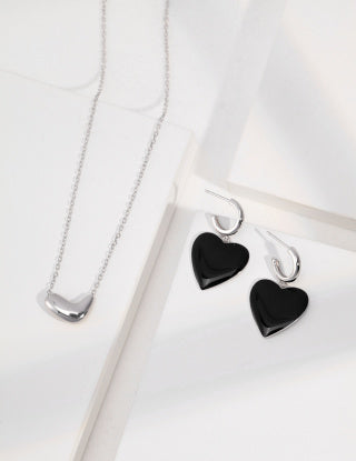 Pure silver black drip glaze earrings