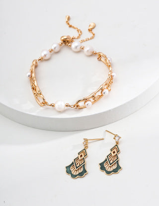 S925 Silver retro glazed zircon earrings