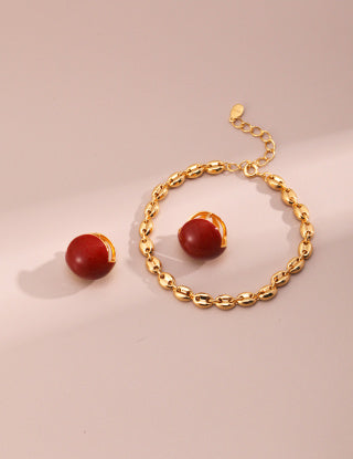 Chinese red drip glaze earrings